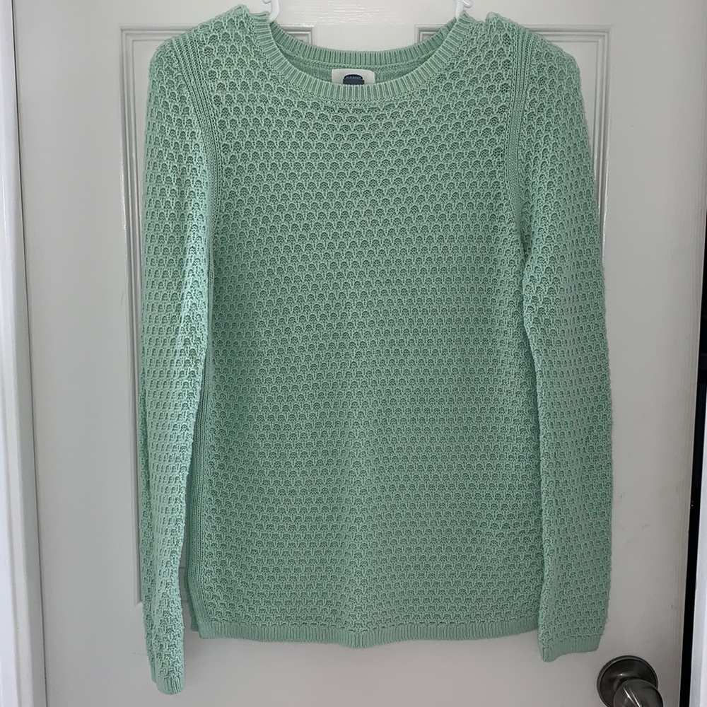 Sea foam Green Crochet Style Sweater